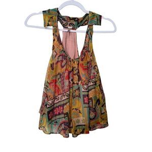 FREE PEOPLE Strawberry Tank Meadow Combo Flowy Lined Bohemian Tank Women XS‎